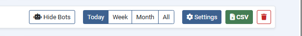 DCH Visitor Suite PRO dashboard control panel featuring the new Smart Bot Filter, time filters, CSV export, and settings for Joomla analytics.